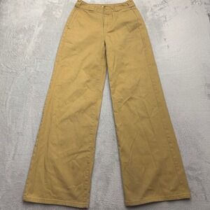 Dickies Pants Womens 0/24 Tan Worker Wide Leg Skater Khaki Chino High Rise